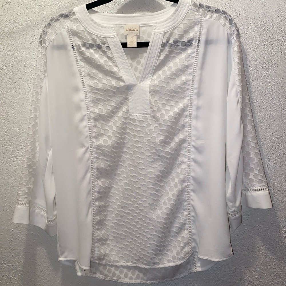 White Mid Length Sleeve Top